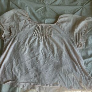 GAP Womens Large Baby Pink Pleated Blouse with Bib Collar